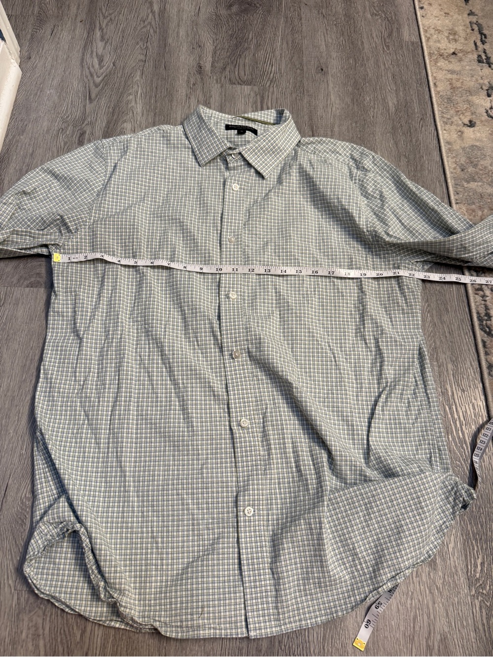 Banana Republic Button-Down Shirt Men's XL White/Green/Blue Slim Fit Long Sleev - Picture 5 of 8
